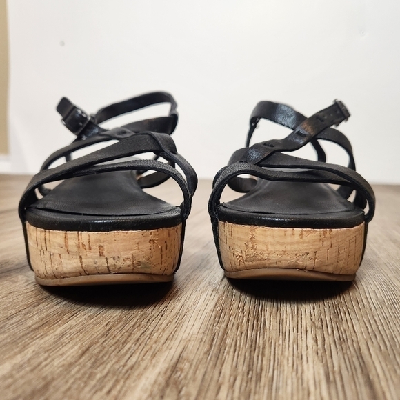 Eileen Fisher Strappy Black Cork Wedges in Size 5 - Picture 3 of 12